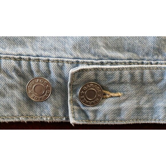 Garage Women Denim Jacket Light Distressed Boyfriend Fit Cotton Oversized Size L - Picture 8 of 8